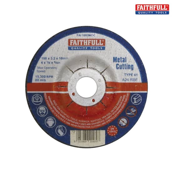 Cut Off Disc for Metal Depressed Centre 100 x 3.2 x 16mm
