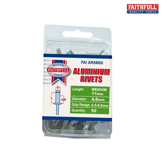 Aluminium Rivets 4.8mm x 11mm Medium Pre-Pack of 50