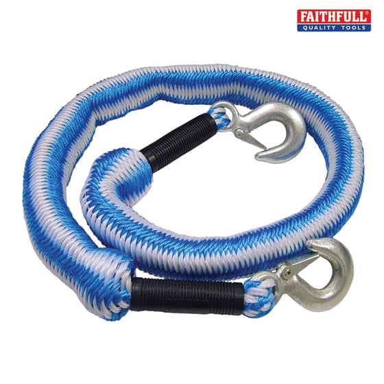 Faithfull Tow Rope Expanding 4m Metal Hooks 3 Tonnes - XHT2005