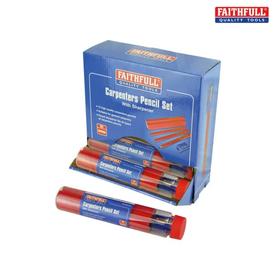 Carpenters Pencils Red (12 x Tubes of 12 + Sharpener)