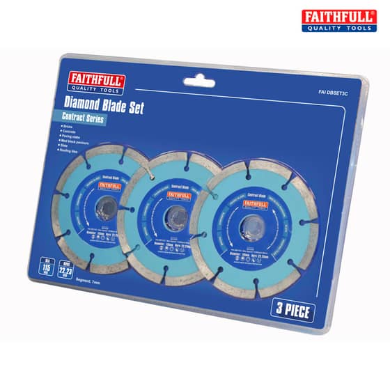 Faithfull Contract Diamond Blade Set of 3 115mm x 22.2mm - GM3011522PK3