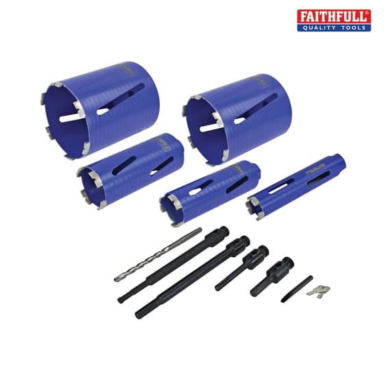 Faithfull Diamond Core Drill Kit & Case Set of 11 - HF11PSA
