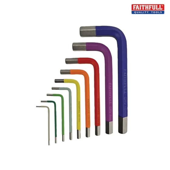 Hex Key Coloured Arm Set of 9