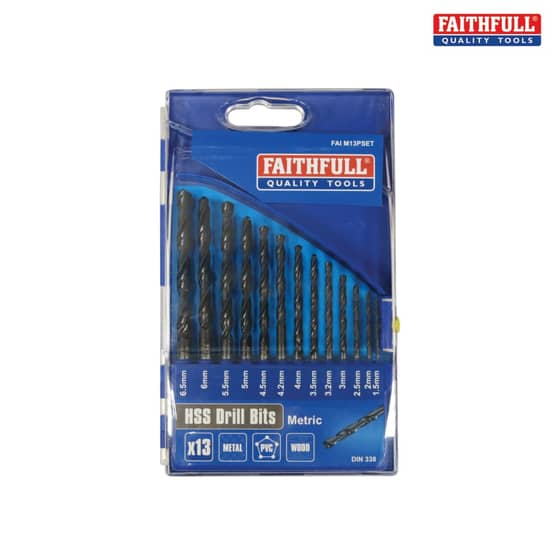 Faithfull HSS Drill Bit Set of 13 1.5 - 6.5mm - 50203