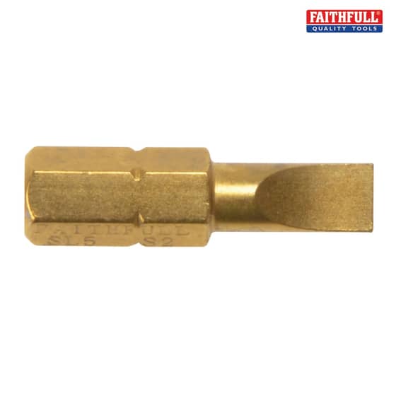 Slotted 6mm Titanium Coated Screwdriver Bits 25mm Pack 3