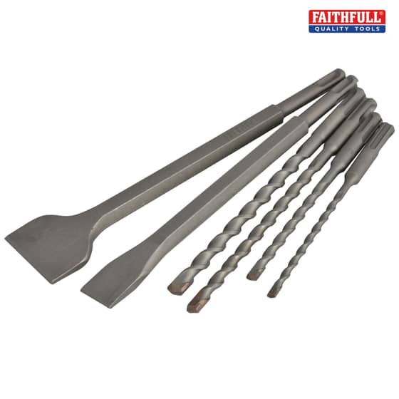 SDS Plus Chisel & Drill Bit Set 6 Piece