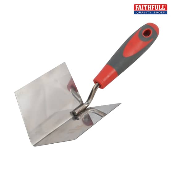 Internal Corner Trowel Stainless Steel Soft-Grip Handle 4 x 3 x 3in