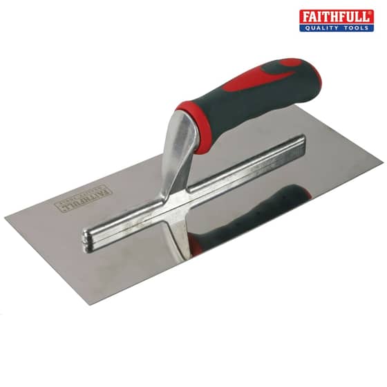 Plasterers Trowel Stainless Steel Soft-Grip Handle 11 x 4.3/4in