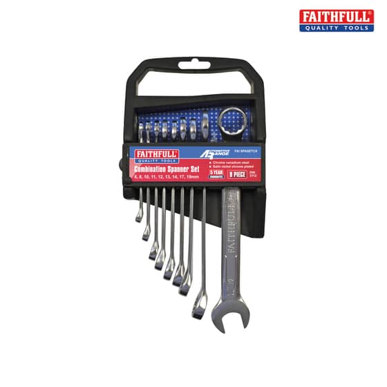Chrome Vanadium Combination Spanner Set of 9 Metric 6 to 19mm