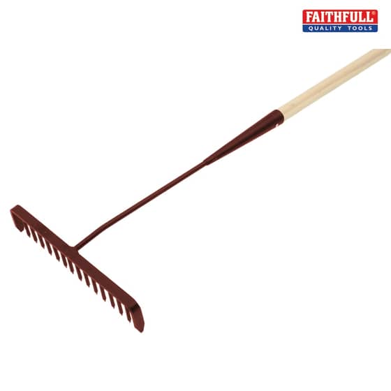 Faithfull Tarmac Rake 16 Round Teeth - Wooden Handled - 311