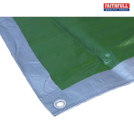 Faithfull Tarpaulin Green / Silver 5.4 x 3.6m (18 x 12ft)