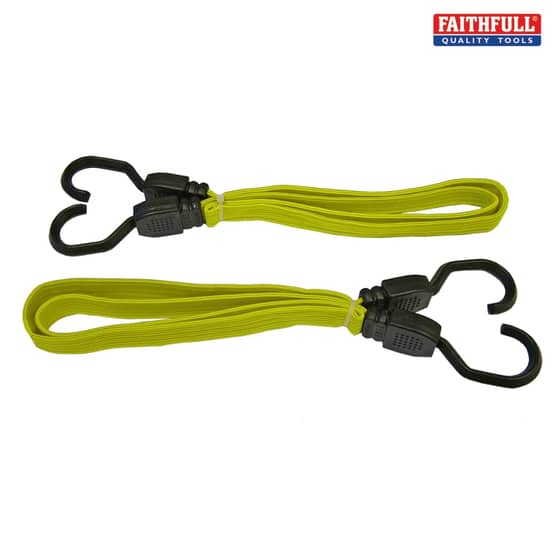 Flat Bungee Cord 90cm (36in) Yellow 2 Piece