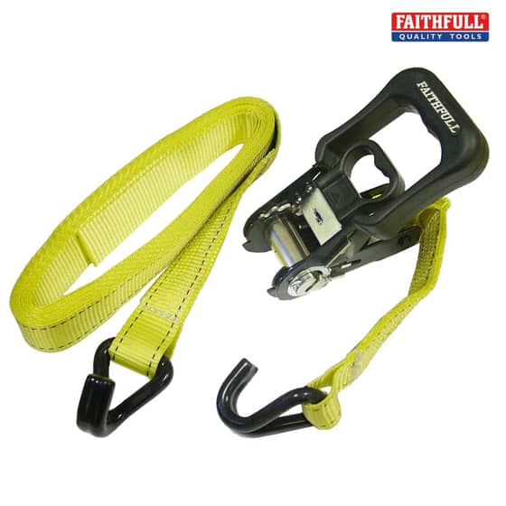 Ratchet Tie-Downs J Hook 5m x 32mm Breaking Strain 2000kg 2 Piece