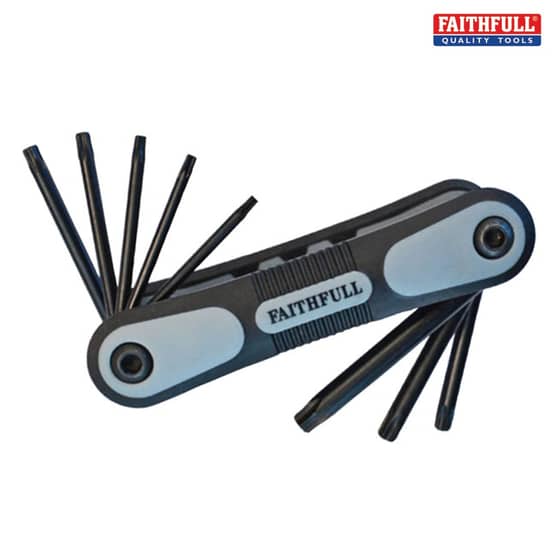 Folding Torx Star Key Set of 8 (T9-T40)