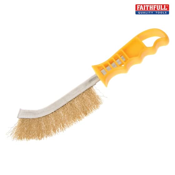 Faithfull Wire Scratch Brush Brass Yellow Handle - 17330001