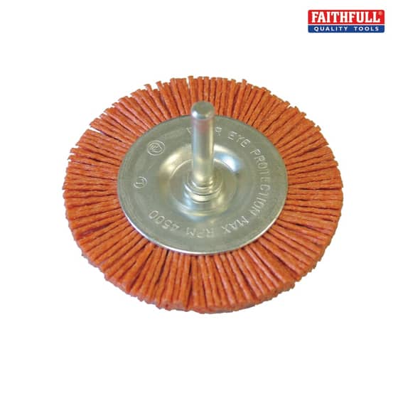 Nylon Wheel Flat 75mm x 6mm Shank