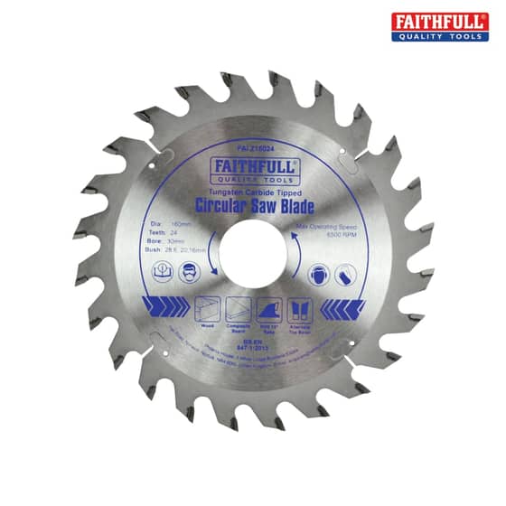 Faithfull Circular Saw Blade 160 x 30mm x 24T Fast Rip - FAIZ16024