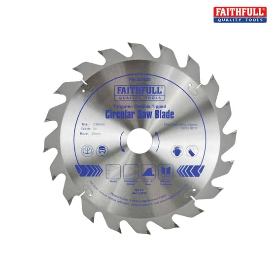 Faithfull Circular Saw Blade TCT 230 x 30mm x 20T Fast Rip - FAIZ23020