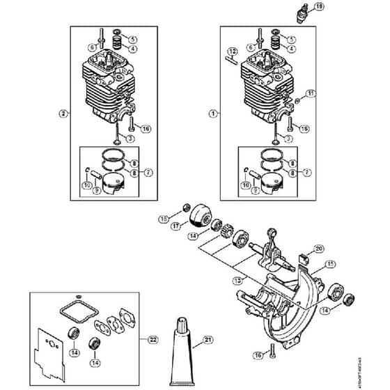 Genuine Stihl FC100 / A - Cylinder, Engine pan