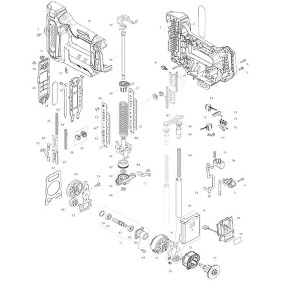 Makita FN001G - 40mm Cordless Brad Nailer - Power Tool 01 Diagram