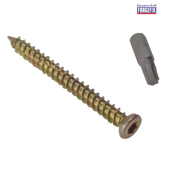 Forgefix Concrete Frame Screw Torx Compatible High-Low Thread ZYP 7.5 x 72mm Box 100 - CFS72