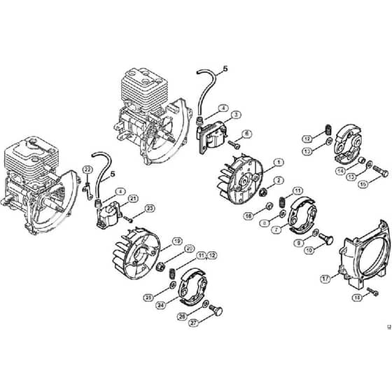 Genuine Stihl FR135 SEA / H - FR 135, 145: Ignition system, Clutch