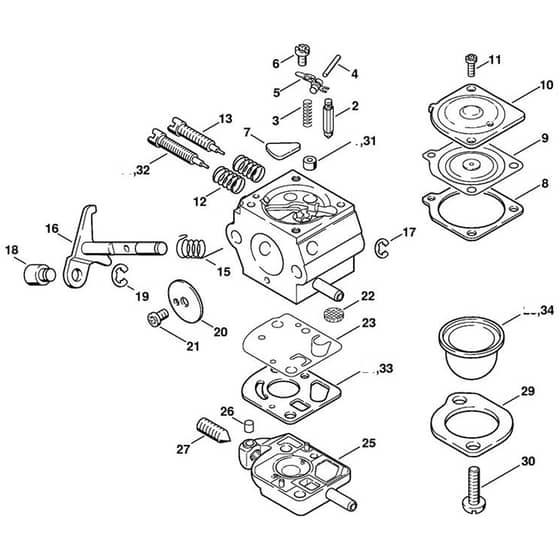 Stihl FR145 - Carburetor Sk8, Sk8-7Xa, Sk10, Sk10-7Xa - Parts Diagram