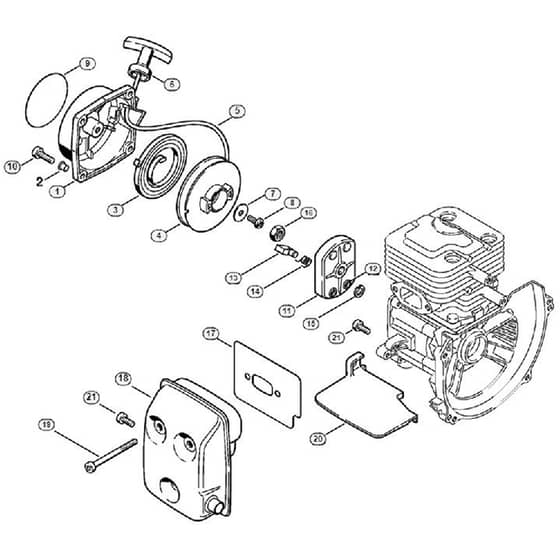 Genuine Stihl FR145 SEA / F - FR 145: Rewind starter, Muffler
