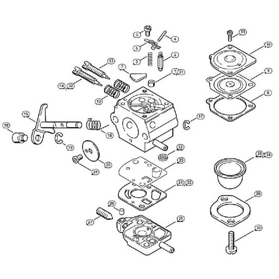 Genuine Stihl FR145 SEA / O - Carburetor SK8, SK8-7XA, SK10, SK10-7XA