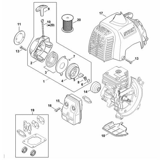 Stihl FR235.0 - Rewind Starter, Muffler - Parts Diagram