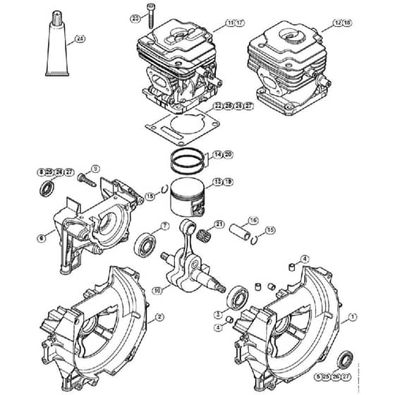 Genuine Stihl FR460 TC-E / A - Crankcase, Cylinder