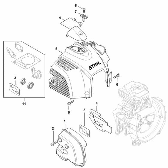Stihl FR 460.0 TC-EFM - Muffler, Shroud - Parts Diagram