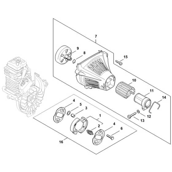Stihl FS131.0 R - Clutch, Fan Housing - Parts Diagram