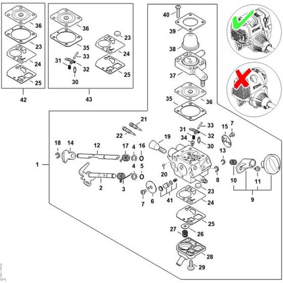 Stihl FS131 R - Carburetor 4180-20 - Parts Diagram