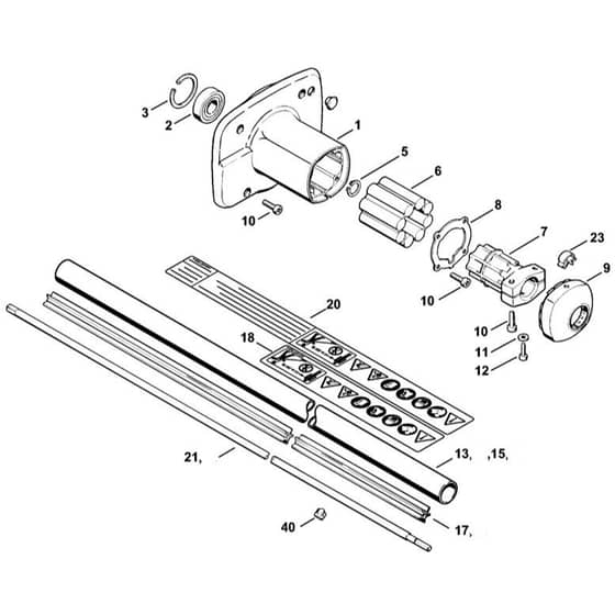 Genuine Stihl FS220 / Clutch housing, Drive tube assembly