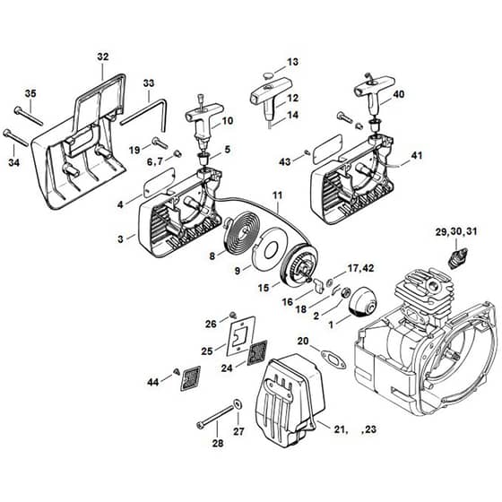 Genuine Stihl FS220 / Rewind starter, Muffler