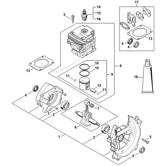Stihl FS235.0 R - Crankcase, Cylinder - Parts Diagram