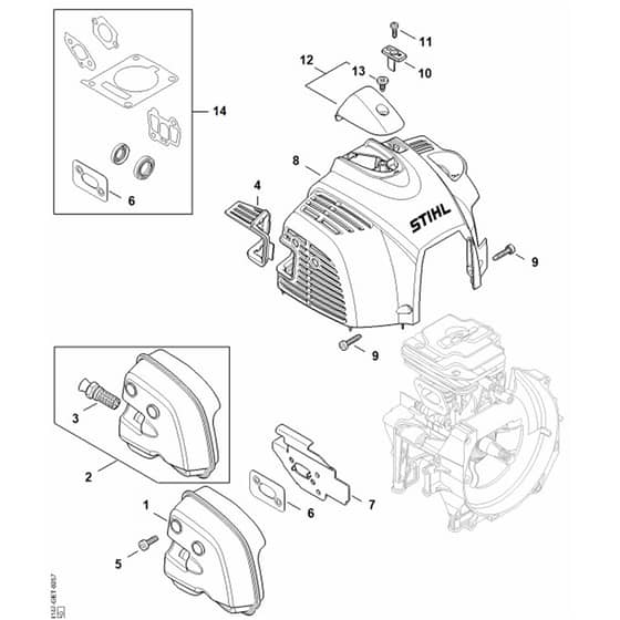 Stihl FS240.0 R - Muffler, Shroud - Parts Diagram
