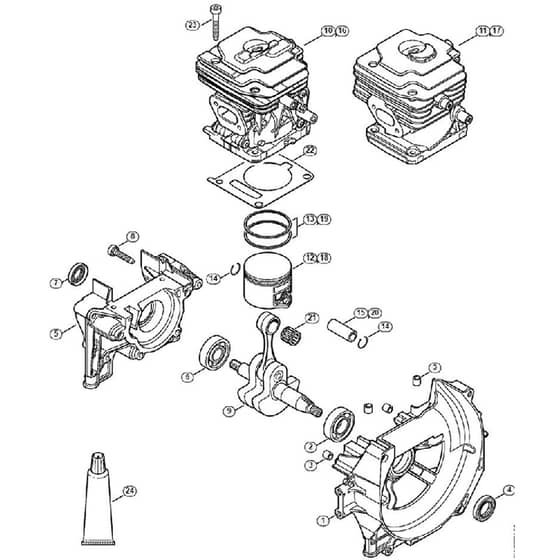 Genuine Stihl FS240 R / A - Crankcase, Cylinder