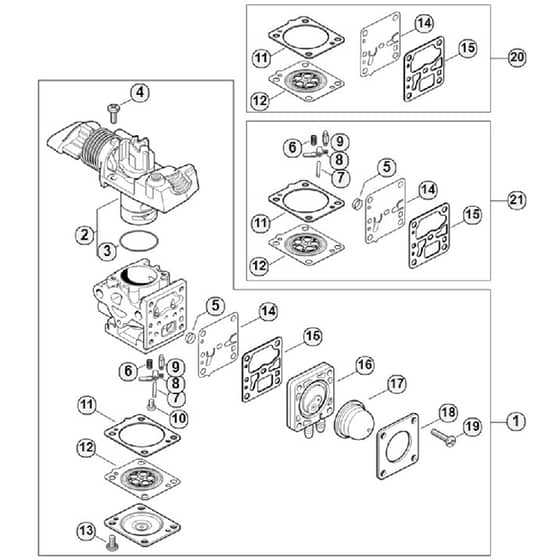 Genuine Stihl FS24 C-E / C - Carburetor 4149/02 from Serial number 517063950