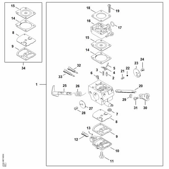 Stihl FS250.0 - Carburetor 4134-22 - Parts Diagram