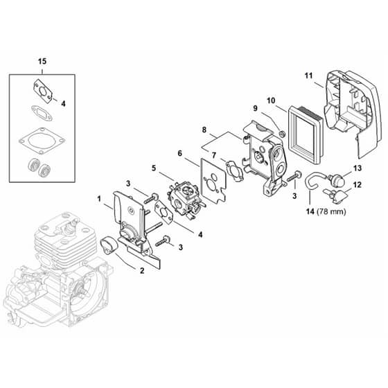 Stihl FS250.0 R - Carburetor Housing, Air Filter - Parts Diagram