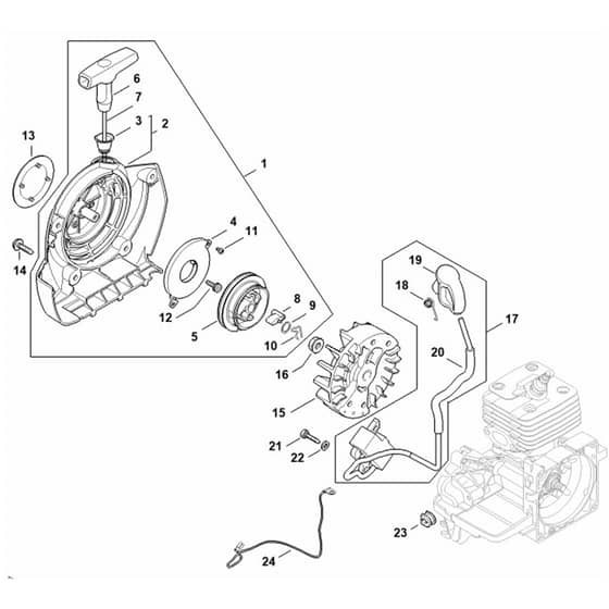 Stihl FS250.0 R - Rewind Starter, Ignition System - Parts Diagram