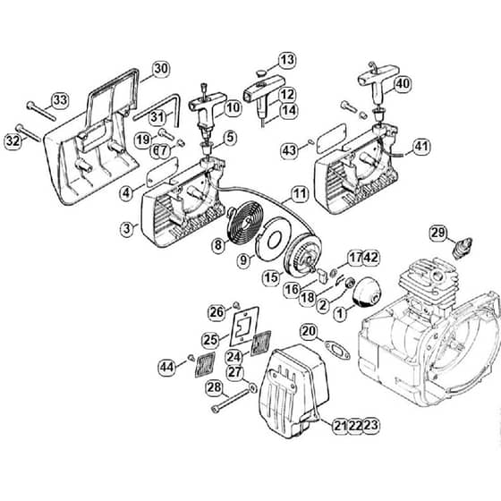 Genuine Stihl FS290 / B - Rewind starter, Muffler