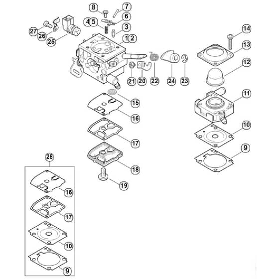 Genuine Stihl FS360 C-EM / F - Carburetor 4147/21, 4147/22