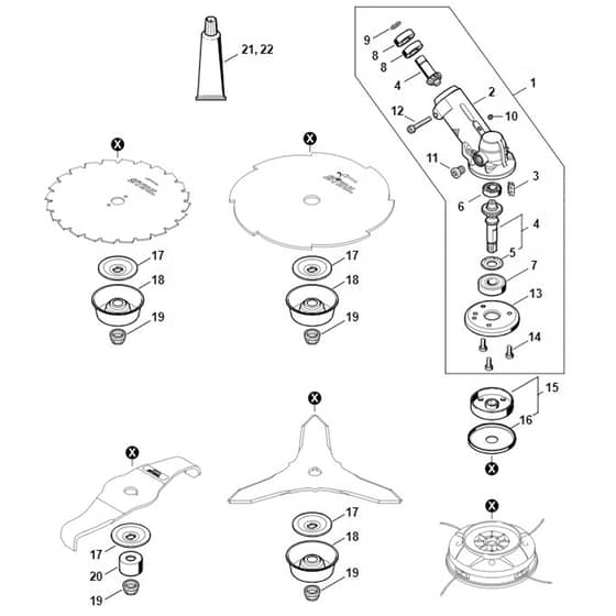 Stihl FS361.0 C-EM - Gear Head - Parts Diagram