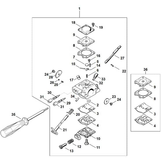 Stihl FS36R - Carburetor Wt-492 (Usa) - Parts Diagram