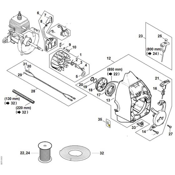 Stihl FS36R - Ignition System, Rewind Starter - Parts Diagram