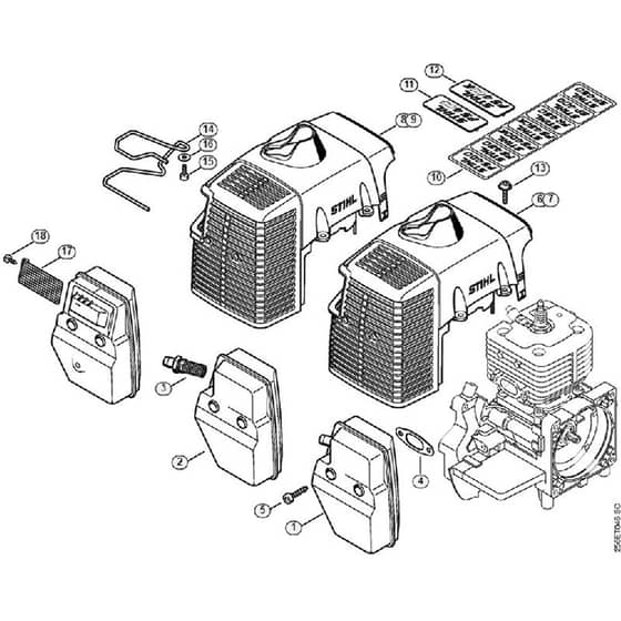Genuine Stihl FS400 L / C - Muffler, Shroud