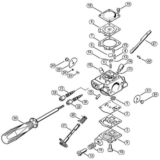 Genuine Stihl FS40 - 4130 / E - Carburettor WT-492 (USA)